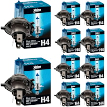 Kit 10 Lâmpadas Farol Baixo E Alto H4 12V 60/55W Blue Valeo