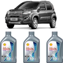 Kit 3 Óleo Fiat Uno 1.0 6v MPFI Helix HX8 AG 0W-20 Shell