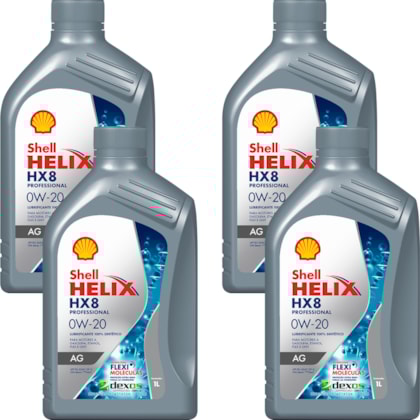 Kit 4 Óleo Fiat Cronos 1.3 8v MPI Helix HX8 AG 0W-20 Shell