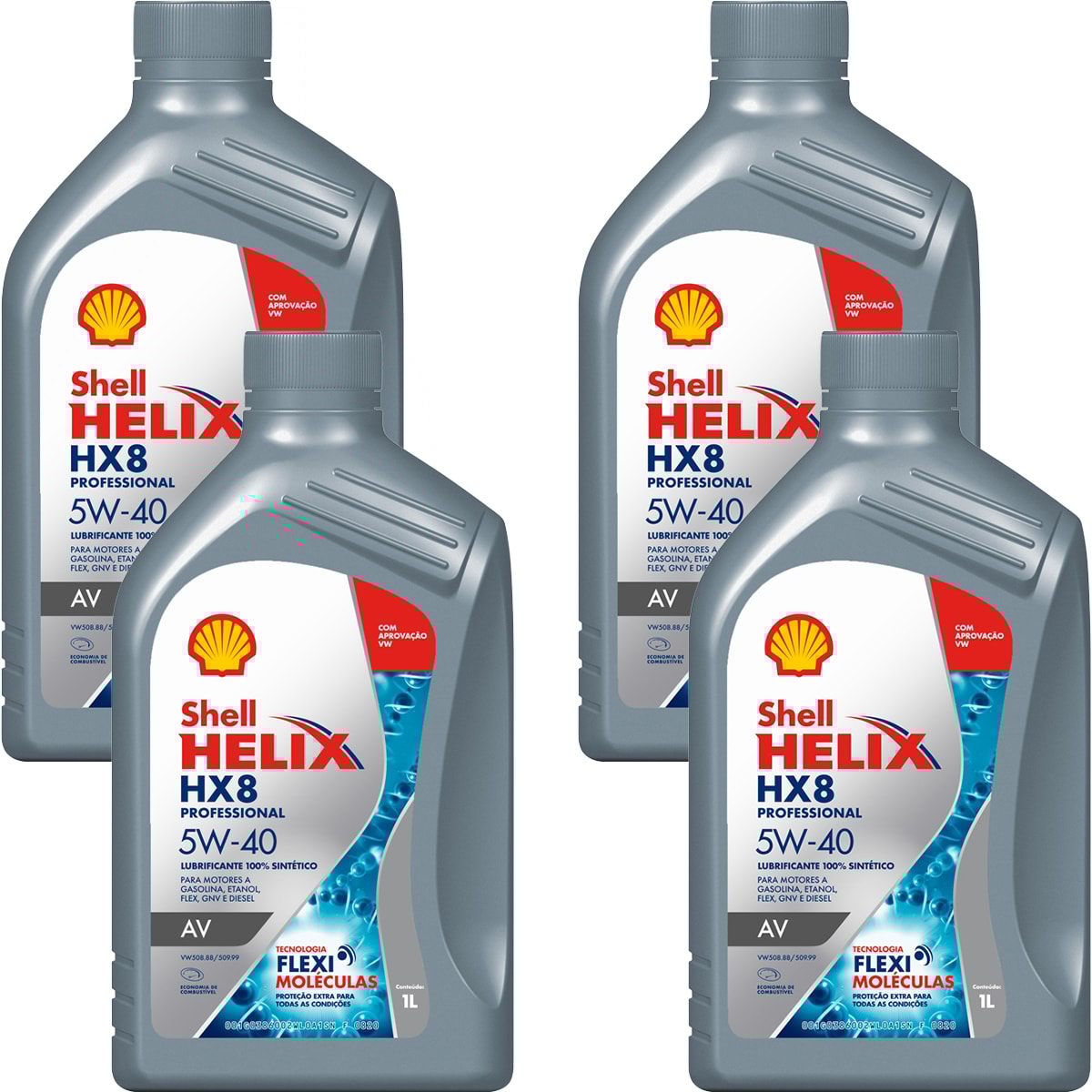 Kit 4 Óleo Volkswagen T-Cross 1.0 Helix HX8AV 5W-40 Shell - Box Online
