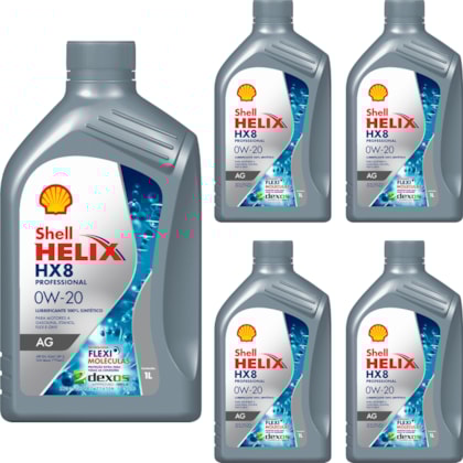 Kit 5 Óleo Chevrolet S10 2.5 16v Helix HX8 AG 0W-20 Shell