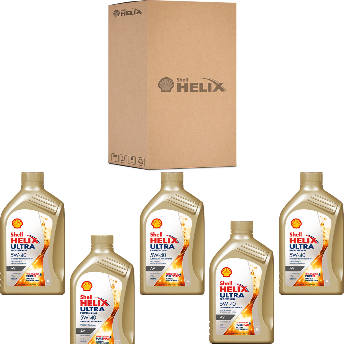 Kit 5 Óleo Mitsubishi ASX 2.0 16v Helix Ultra AV 5W-40 Shell - Box