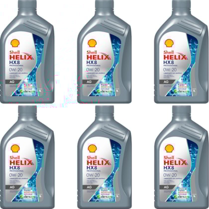 Kit 6 Óleo Volvo V60 1.5 16v DFI Helix HX8 AG 0W-20 Shell