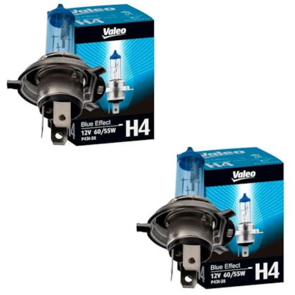 Par Lâmpadas Farol Baixo Alto H4 12V 60/55W BlueEffect Valeo